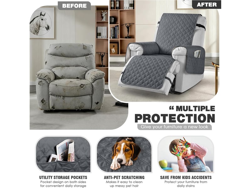 Housse imperméable pour fauteuil inclinable – protection de canapé résistante aux taches – lavable – pour fauteuil de massage une place – gris foncé  - Conforama C