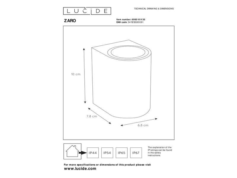 Applique murale cylindrique 1xgu10 noire - lucide - zaro  - Conforama C