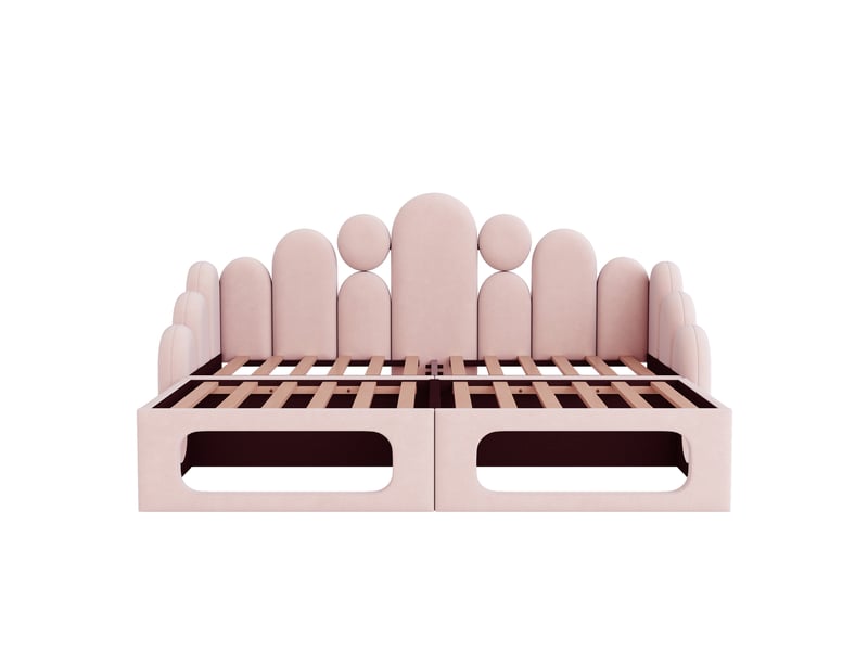  Lit canapé 2-en-1 velours rose 180x200 cm avec couchage intégré pour animal  - Conforama A
