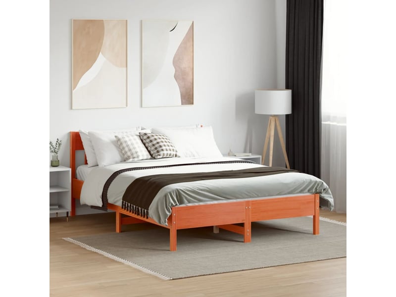  Lit double- lit adulte -  cadre de lit sans matelas  marron 120x200cm bois pin massif  - Conforama B