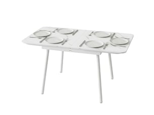 Table de jardin rectangulaire 4-6 personnes métal et wpc blanc 140x80x75 cm