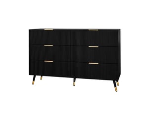 Chiffonnier 6 tiroir(s)    <strong>REDOM</strong> <strong></strong> coloris noir largeur 120 cm hauteur 77 cm