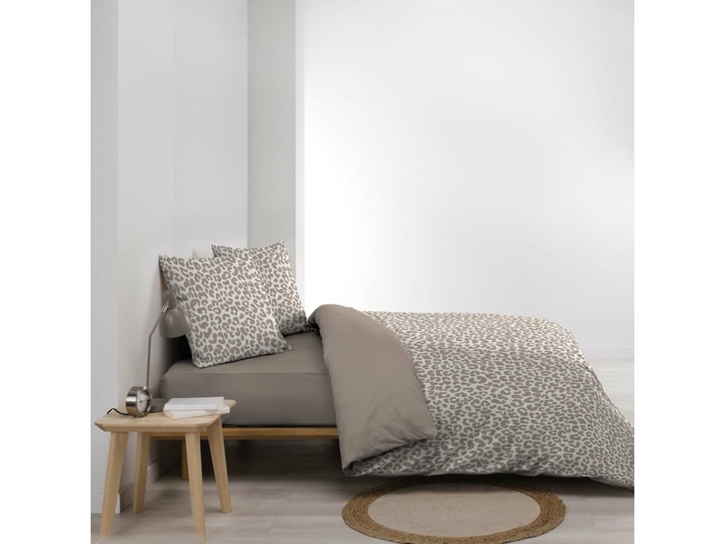  Parure de lit 240 x 220 cm 100% coton wild + drap-housse 140 x 190 cm beige  - Conforama D