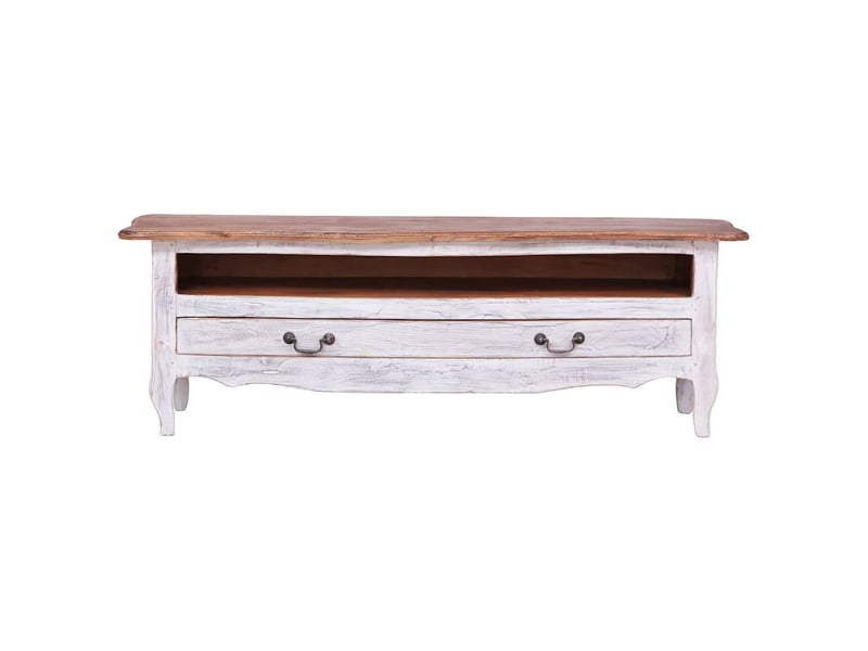  Meuble tv - banc tv - meuble de rangement 120x30x40 cm blanc bois d'acajou massif  - Conforama C