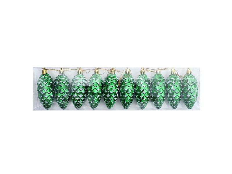  Boule de pomme de pin de noël 40 pcs vert 4 x 9 cm plastique  - Conforama C