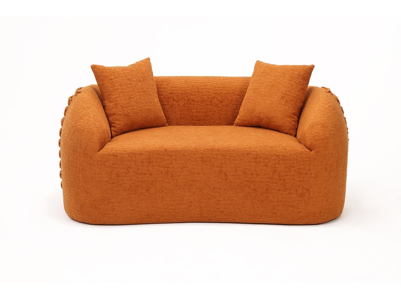  Canapé 2 places courbé duboisdesign série baseball tissu chenille orange 155×67×90 cm  - Conforama A