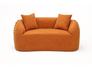 Canapé 2 places courbé duboisdesign série baseball tissu chenille orange 155×67×90 cm