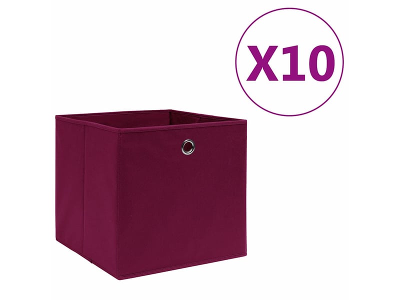  Boîtes de rangement 10 pcs tissu intissé 28x28x28cm rouge foncé  - Conforama B