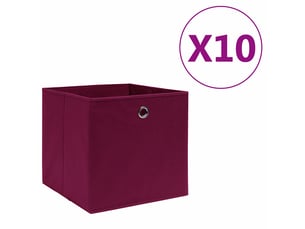 Boîtes de rangement 10 pcs tissu intissé 28x28x28cm rouge foncé