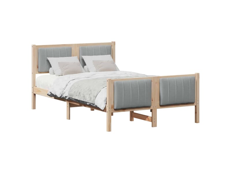  Lit double- lit adulte -  cadre de lit avec tête de lit marron et gris clair 120 x 190 cm  - Conforama B