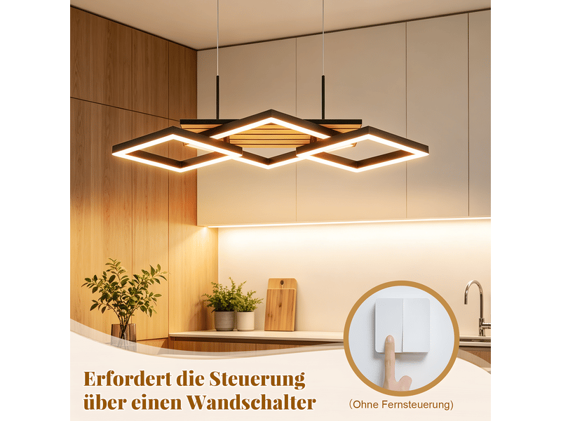 Zmh suspension led pour table à manger suspendue noire 58 cm 21 w suspension moderne blanc chaud - Conforama D