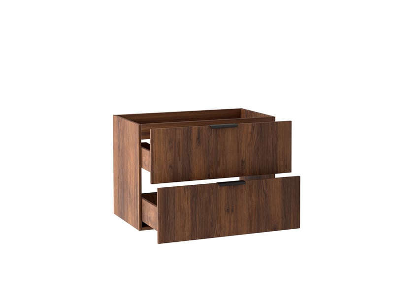  Meuble sous vasque suspendu avec étagère luna effet noyer warmia 100 cm  - Conforama D