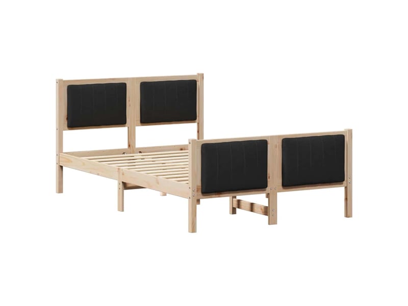  Lit double- lit adulte -  cadre de lit marron et noir 120 x 200 cm bois massif en pin  - Conforama A