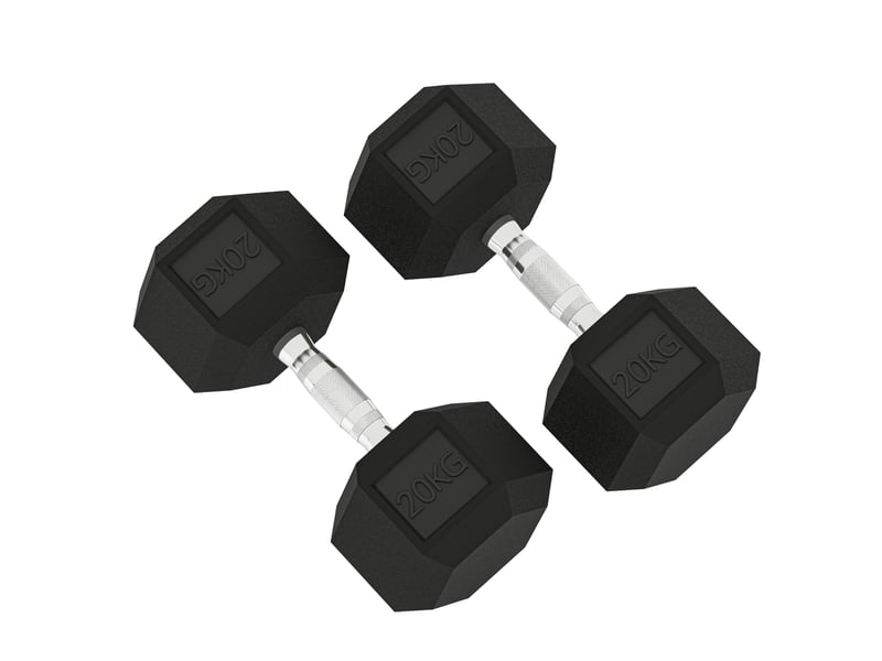  Haltères à poignée moletée, haltères en fonte, 2 x 20 kg pour la maison, la salle de sport et la musculation  - Conforama A