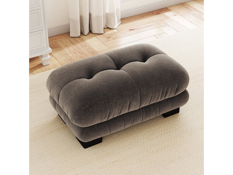 Pouf repose-pieds salon - 112x68x52 cm - ottoman velours confortable en chenille - marron - Conforama D