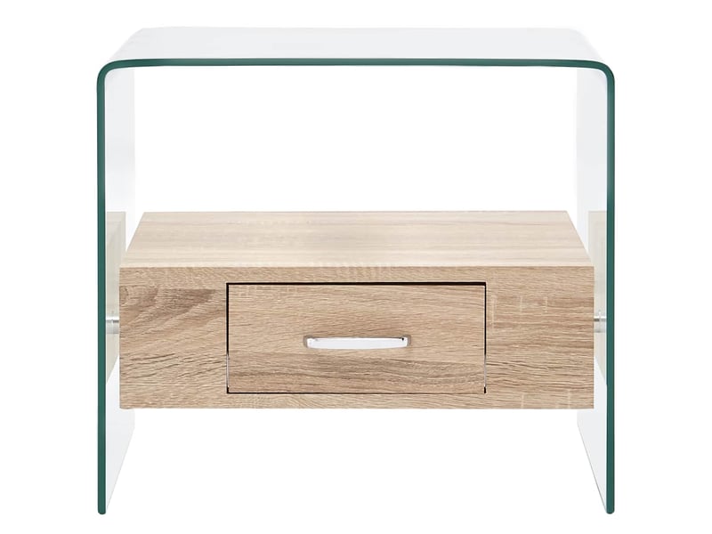  Table basse - table de salon - table à thé avec tiroir 50x50x45 cm verre trempé  - Conforama A