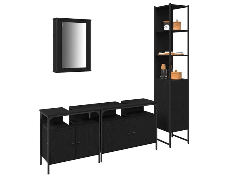 Ensemble de mobilier de salle de bain 4 pc chêne noir cf64509 - Conforama C