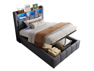 Ensemble matelas et sommier 90x200 cm Ressorts TCQPZ soutien Souple épaisseur 20 cm avec 1 tête de lit
