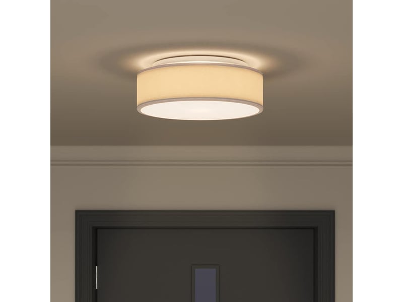  Lampe de plafond, plafonnier taupe 38x38x13,5 cm tissu shl16168  - Conforama D