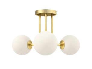 Plafonnier led 25w, luminaire plafonnier 3 lumières avec douilles g9, abat-jour globe, 42 x 42 x 26,5 cm, doré