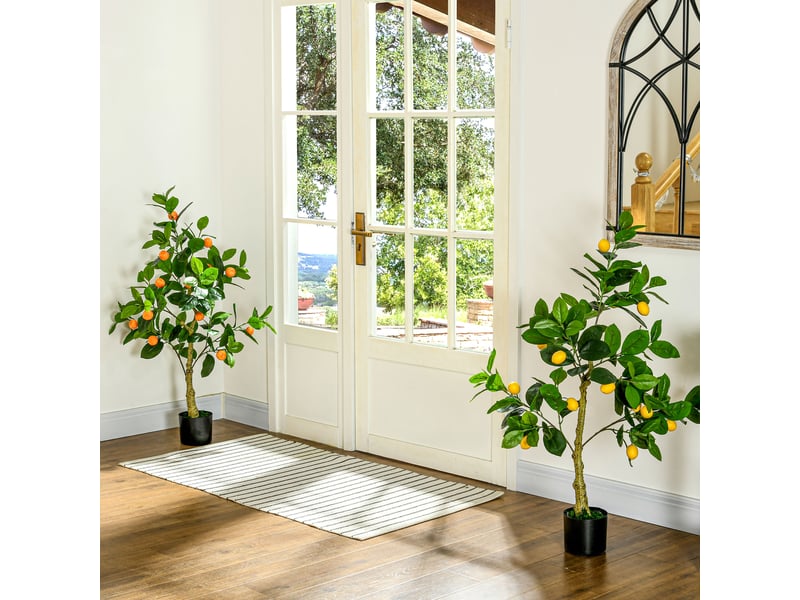  Lot de 2 plants artificiels de citron et d'orange, 120 cm de haut, pour l'intérieur, avec pot.  - Conforama C