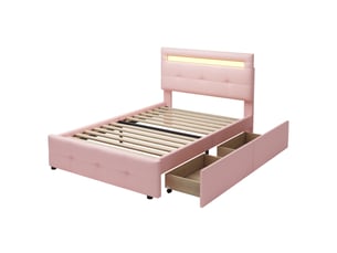 Lit simple 90x200 cm PHOEBE CAT   coloris rose