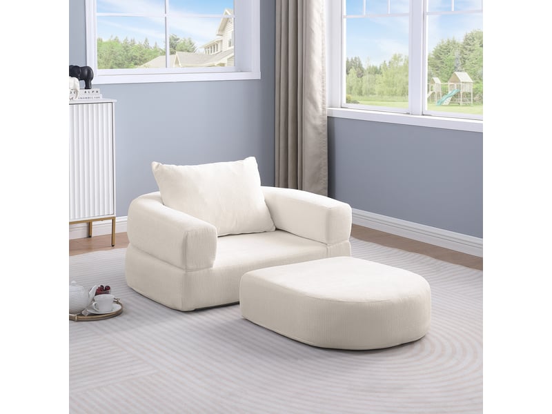 Canapé modulaire réversible à assise large - lpospi - éléments indépendants pour salon, chenille beige - Conforama D