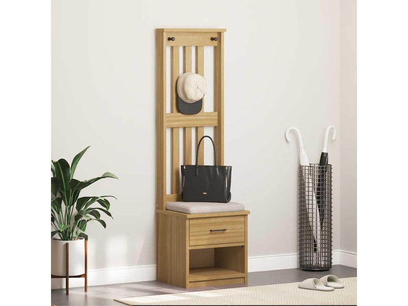 Porte manteau couloir sandnes 45x40x159,5 cm bois massif pin shl13265 - Conforama B