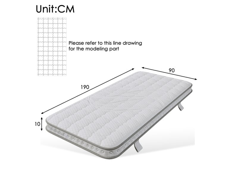  Couchage 90x190x10 cm à ressorts ensachés, 7 zones, h3, blanc  - Conforama C