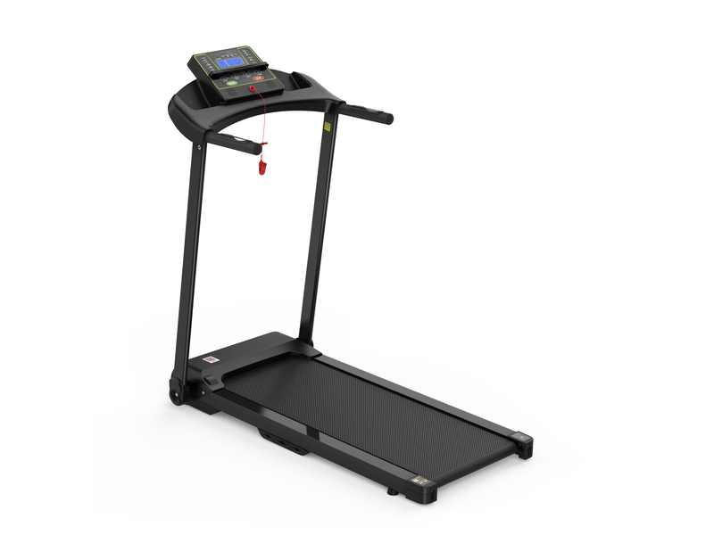 Tapis de course électrique 121x63x116 cm noir en acier, jusqu'à 12 kmh avec écran led et connexion app - Conforama D