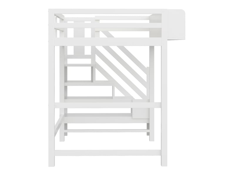 Lit mezzanine enfant 90x200 cm – blanc – led, rangements ouverts et échelle sécurisée - sans matelas - Conforama E