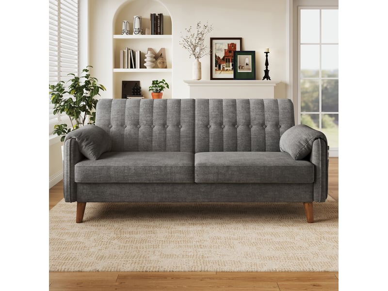  Canapé 2 places moderne en chenille, assise épaisse et structure bois massif  - Conforama C