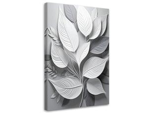 Tabelau sur toile, feuilles superposées dans des tons gris clair 20x30