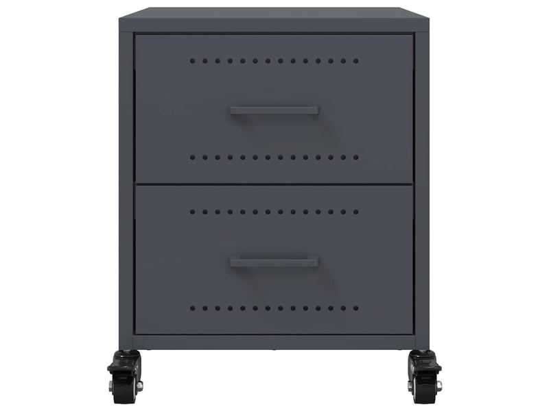  Vidaxl 2 tables de chevet anthracite acier 2 tiroirs meuble rangement 36x39x43,5cm chambre  - Conforama D