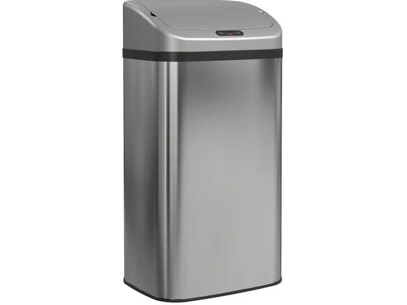  Poubelle à capteur 48 l en acier inoxydable argenté, ouverture automatique pour cuisine ou bureau moderne  - Conforama A