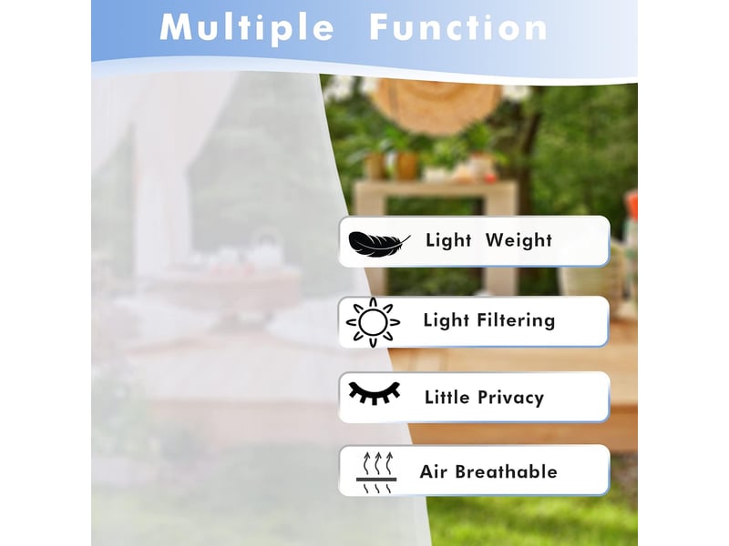  Rideaux transparents imperméables pour terrasse, lot de 2, 132 x 213 cm, filtrant la lumière, avec œillets, pour véranda, tonnelle,jardin, blanc  - Conforama C