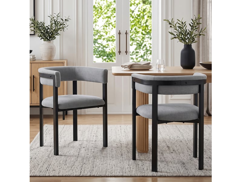  Lot de 2 chaises de salle à manger chenille dossier enveloppant evryae  - Conforama D