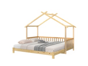 Lit cabane 90x200 cm BEAOK coloris naturel