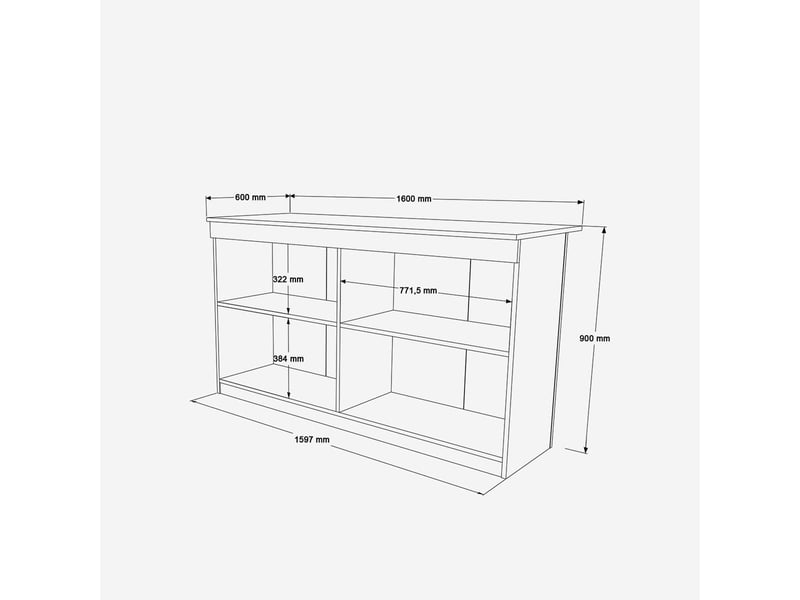  Table îlot de cuisine avec rangement thalox - chêne  - Conforama D