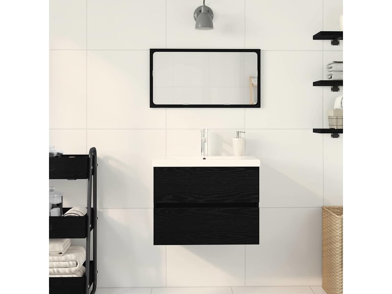  Meuble de lavabo de salle de bain, armoire de bain chêne noir 60 x 39 x 62 cm cf65529  - Conforama D