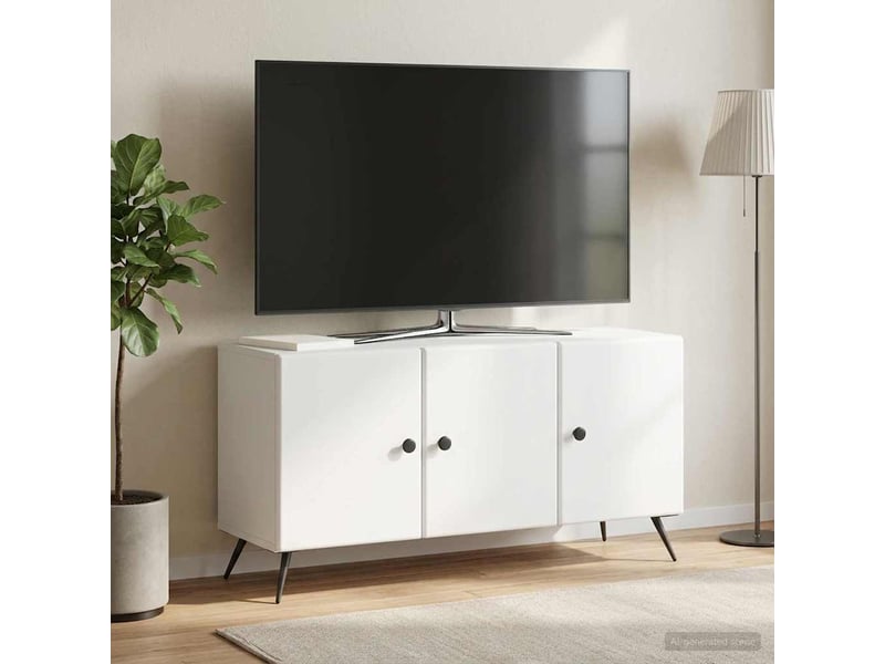  Meuble tv - banc tv - meuble de rangement blanc 99 x 34,5 x 50 cm bois d'ingénierie  - Conforama D