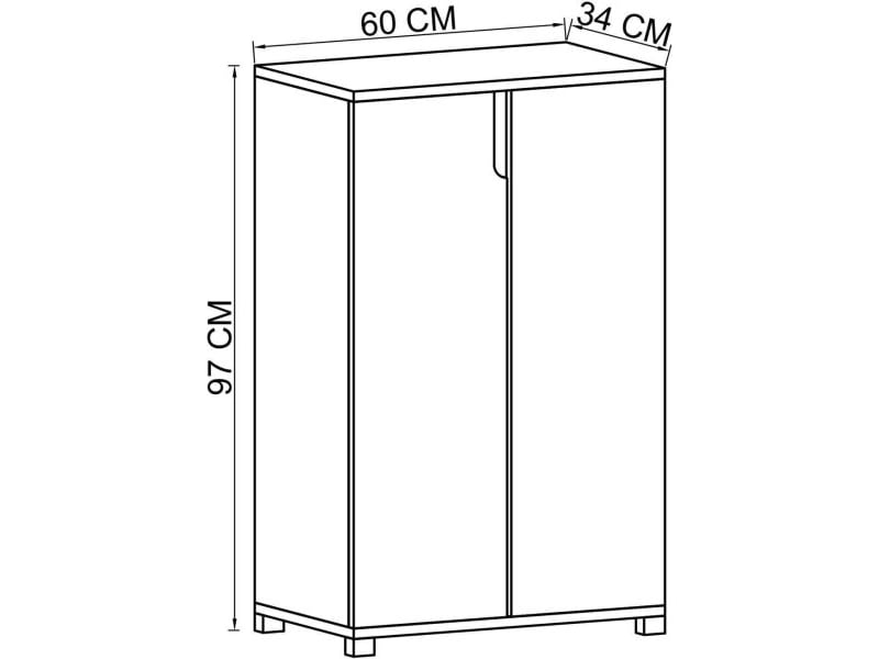  Meuble à chaussures 2 portes en aggloméré venedik blanc et chêne  - Conforama C