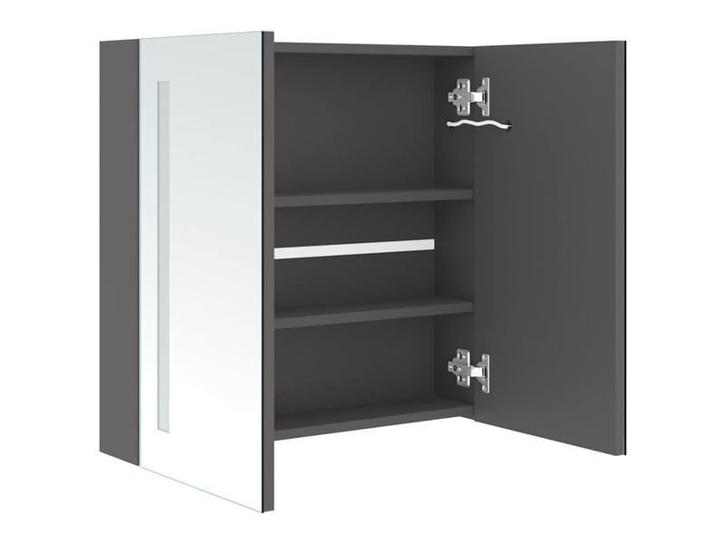  Armoire miroir de salle de bain, meuble de rangement led gris 62x14x60 cm  - Conforama E