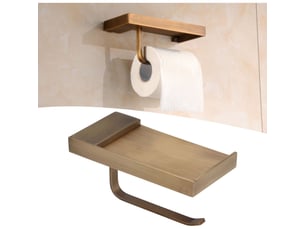 Porte-papier toilette antique doré bronze avec étagère et support téléphone