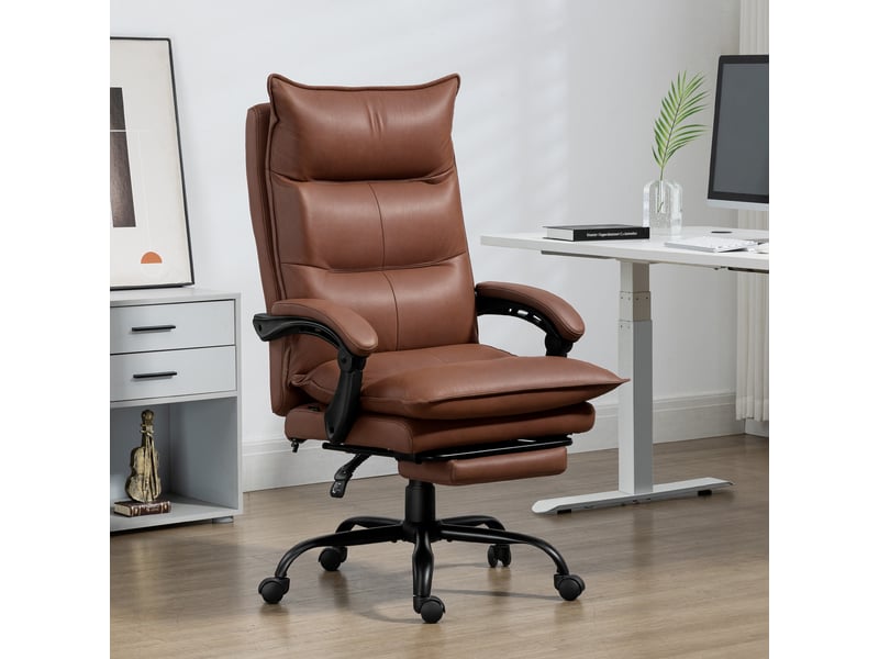 Fauteuil de bureau massant chauffant à hauteur réglable dossier inclinable 66x74x121.5 cm marron - Conforama D