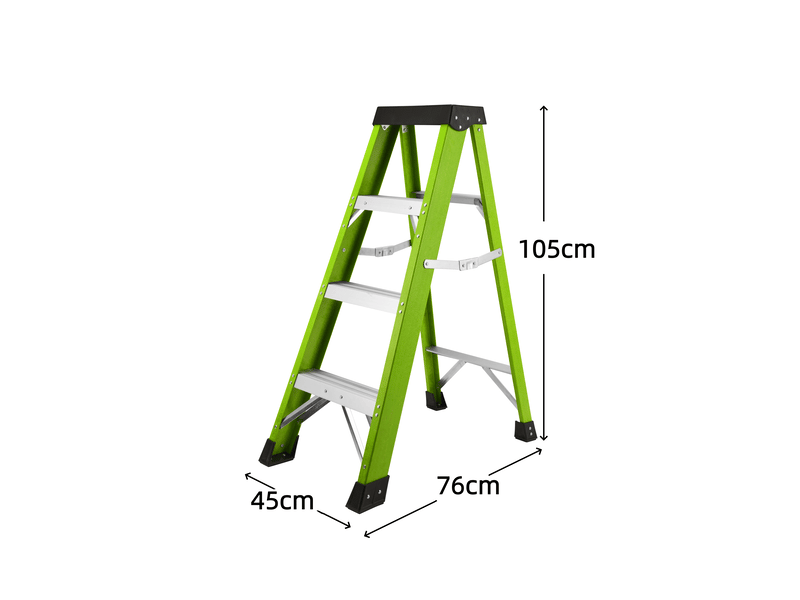  Escabeau fibre de verre 3 marches double face pliable 150kg vert  - Conforama C
