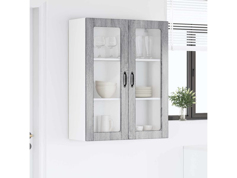 Meuble mural de cuisine | armoire de cuisine gris sonoma 80x31x100cm shl6121 - Conforama D