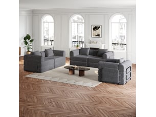 Canapé modulable tcqpz 6 places convertible 2 en 1 en chenille gris avec rangement d'accoudoir 274 x 183,8 x 69,8 cm