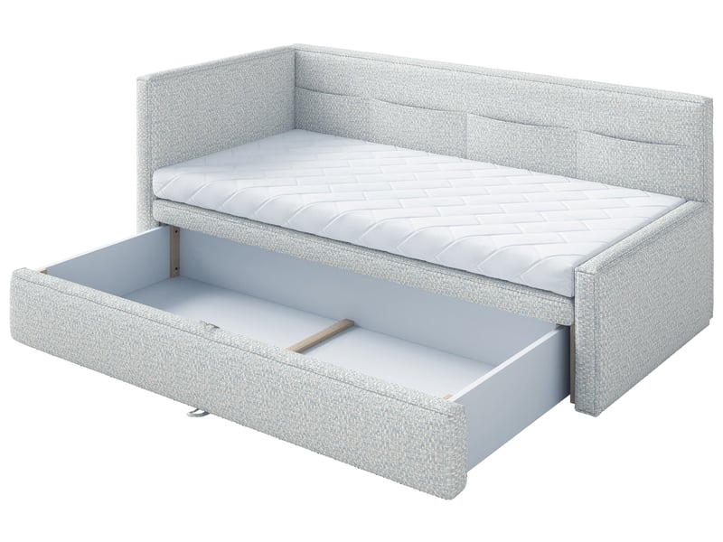 Selsey nesmi - lit rembourré - 90x200 cm - tissu tressé bleu clair Nesmi - Conforama E