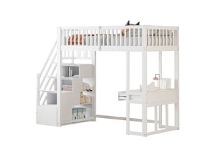 Lit mezzanine 90x200 cm <strong>HAVRYA</strong>  <strong></strong> coloris blanc